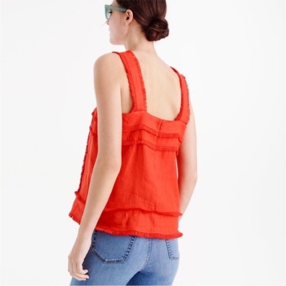 J.Crew Fringe Linen Square Neck Tank Top Size 10 - Picture 3 of 9